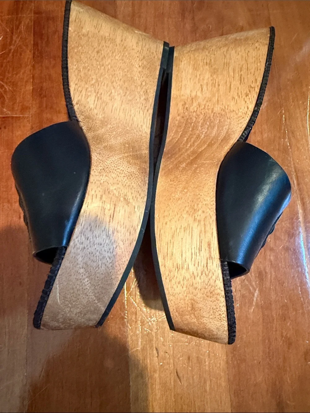 Tory Burch Black Leather Logo Slide Mules.  Never Worn!